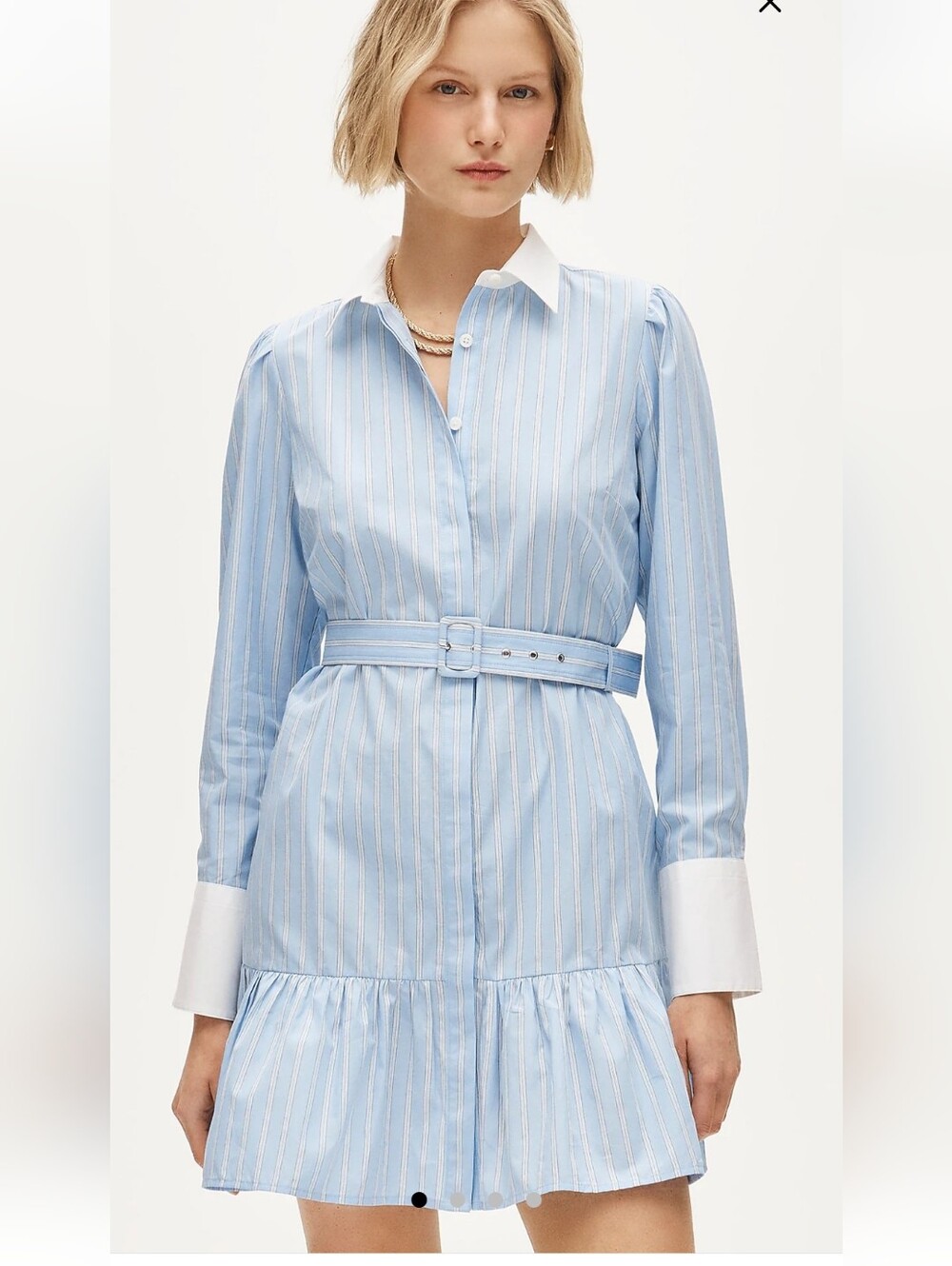 NWT J. Crew Tiered Shirt Dress  Button Down Blue White Stripe Size 00 Cotton